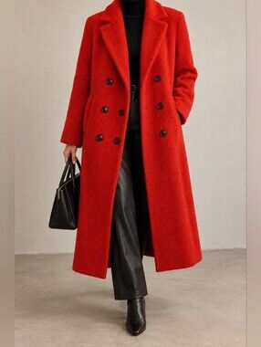 ONLY SOFT BOUCLÉ FABRIC LONG COAT SIZE SMALL